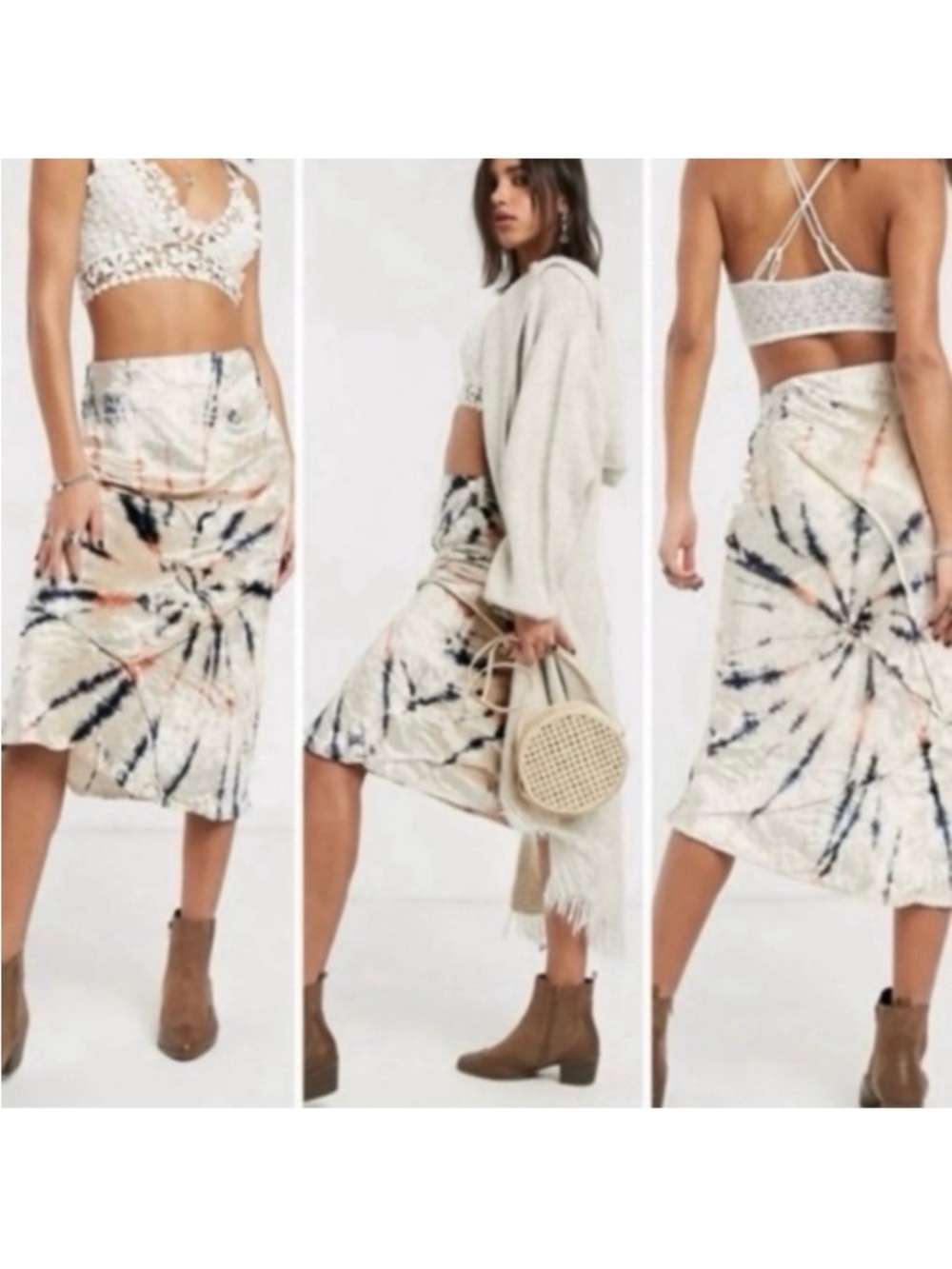 Free People Velvet Serious Swagger Tie-Dye Midi Skirt - Picture 8 of 13